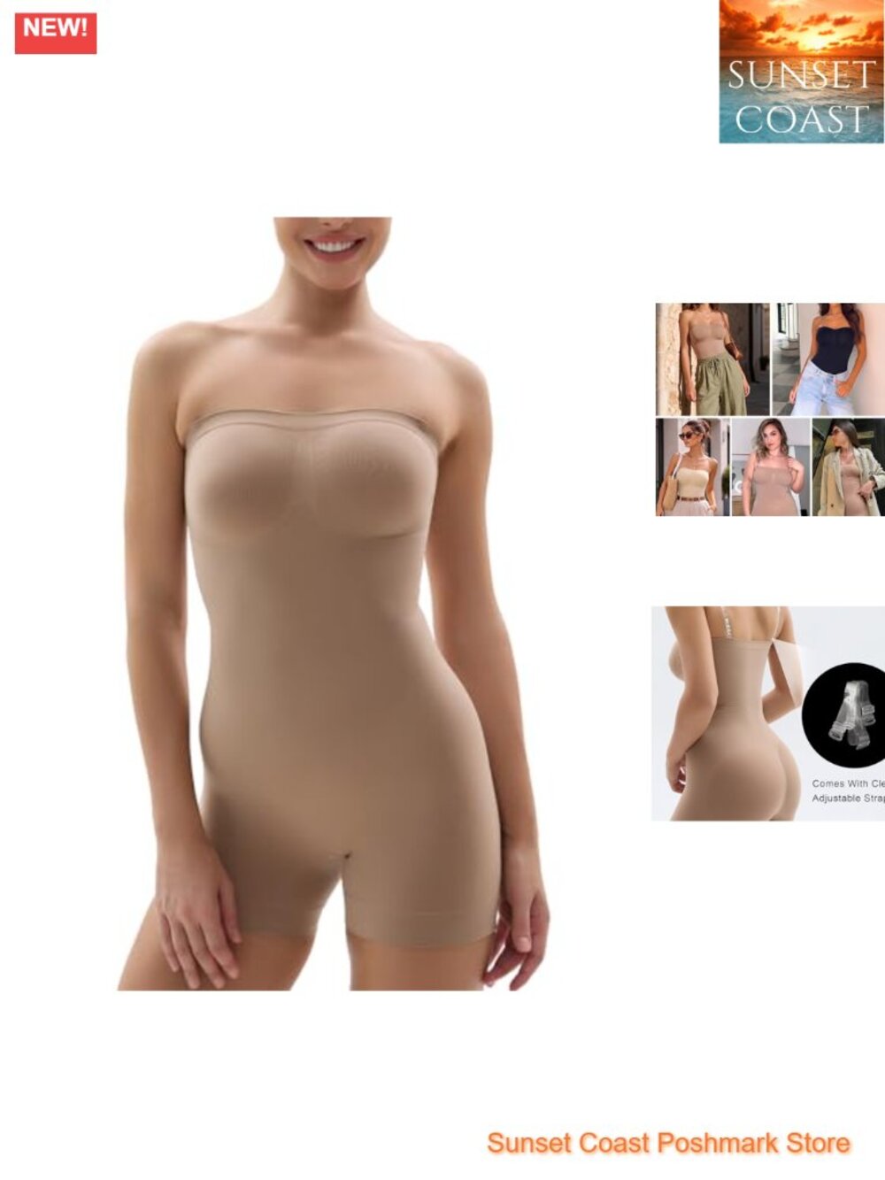 Strapless Bodysuit Tummy Control Shapewear Seamless Body Shaper